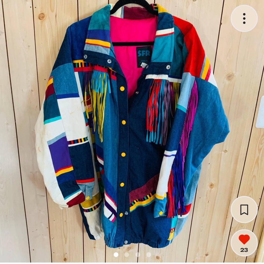 Amazing vintage one of a kind Santa Fe Recreations fringe patchwork coat